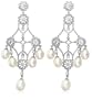 Sterling Silver Pave Cubic Zirconia and Freshwater Cultured Pearl Chandelier Earrings