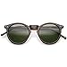 zeroUV - Vintage Retro Horn Rimmed Round Circle Sunglasses with P3 Keyhole Bridge (Tortoise/Green)