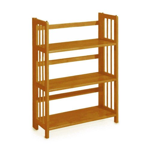 Mission Style 38 x 27.5 Inch Light Oak Folding / Stacking Bookcase, 27.5