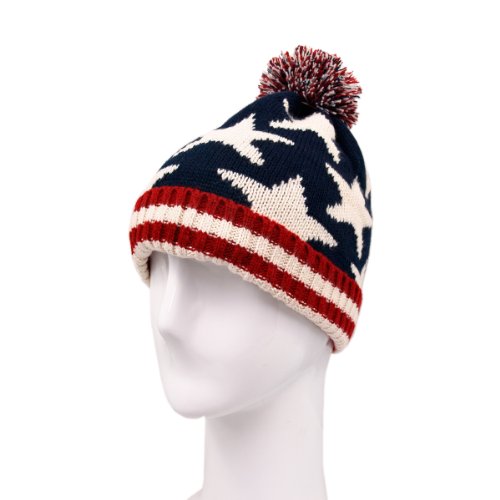 TrendsBlue Premium Unisex Warm Knit USA American Flag Style Beanie Hat- Diff Designs