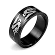 Men's Black Stainless Steel Dragon 8mm Band Ring