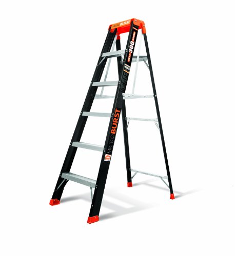 Little Giant 15705-001 Microburst Fiberglass 300-Pound Duty Rating Stepladder, 6-Foot