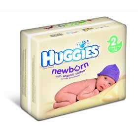 Huggies Newborn Size 2 (7-13 lbs/3-6 kg) Nappies - 2 x Packs of 62 (124 Nappies)