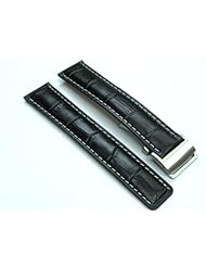20mm Leather Strap Deployment Band for Breitling Blk #1a Br