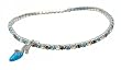Anklet - A25 - Swarovski (tm) Crystal - Stretch ~ Aqua and Smoky Topaz (Brown) with Blue Mule Shoe Charm