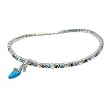 Anklet - A25 - Swarovski (tm) Crystal - Stretch ~ Aqua and Smoky Topaz (Brown) with Blue Mule Shoe...