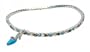 Anklet - A25 - Swarovski (tm) Crystal - Stretch ~ Aqua and Smoky Topaz (Brown) with Blue Mule Shoe Charm