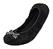 MIXIN Women's Foldable Coral Fleece Ballerina Ballet Slip-on Flats Slippers Black US7
