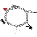 Platinum Plated Playboy Charm Bracelet Heart Lock Key Bowtie Bunny Logo Authentic Licensed Jewelry CPBB2681