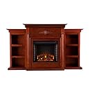 Southern Enterprises Tennyson Mahogany Electric Fireplace with Bookcases