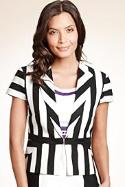 Linen Blend Short Sleeve Striped Jacket
