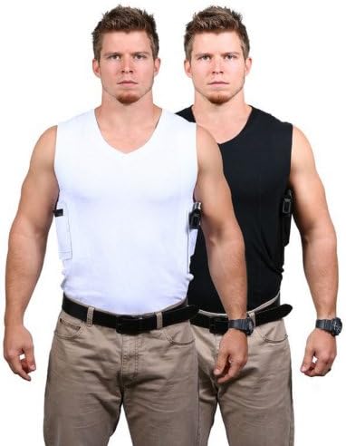 Packin Tee V-Neck T-Shirt (White, Large W/ RH Large Holster)