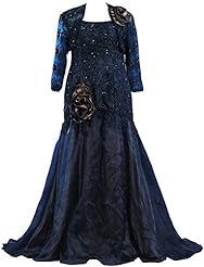 Beaded Lace Applique Floor Length Organza Mother-of-the-Bride Dress 