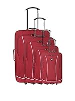 Bag Stone Set de 4 trolleys semirrígidos Gold Rojo