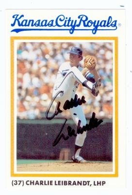 Charlie Leibrandt Autographed/Hand Signed baseball card (Kansas City Royals) 1986 Royals National Ph