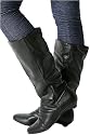 H11 New Ladies Black Flat Faux Leather Boots Sizes 3-8