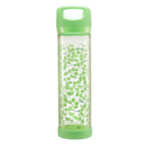 Water Bottle Glass 20 Oz Green Worship Pray