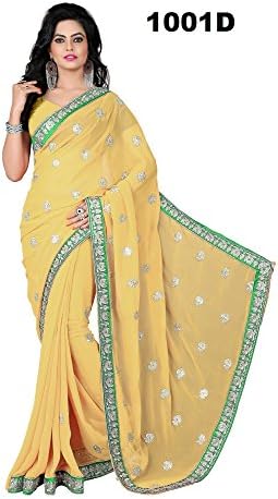 VENU SAREES Women's Faux Georgette Zari Embroidered Saree With Zari Border One Size Multi-Coloured