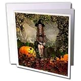 WhiteOak Art Designs Halloween - Autumn Fairy Witch front view - Greeting Cards-6 Greeting Cards with envelopes