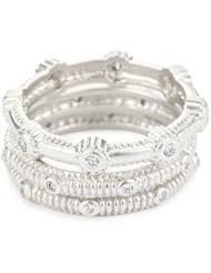 Freida Rothman Belargo Jewelry "MERCER" Set of 3 Sterling Silver Stackable Ridged Ring