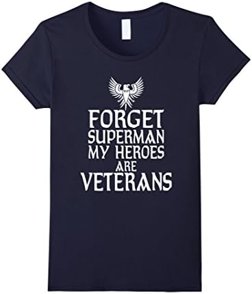 Women's forget super man my heroes are veterans tshirt XL Navy