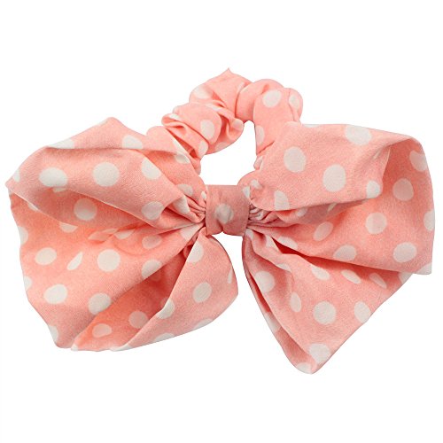 Leegoal 1PC Korean Style Lovely Big Rabbit Ear Bow Headband Ponytail Holder Hair Tie Band (Pink)
