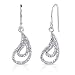 Captivating Style: Sterling Silver Celebrity Style Open-work Paisley Motif Fish-hook Earrings with CZ Diamonds