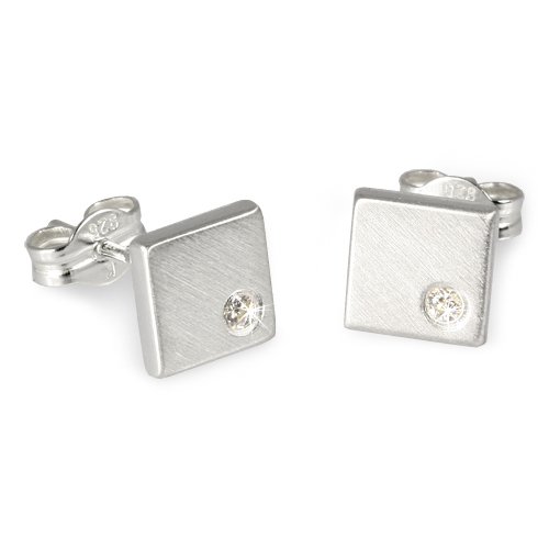 Silberdream Damen-Ohrstecker Viereck Wei&szlig; 925 Silber Sdo507W Preisvergleich