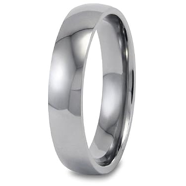 Domed High Polished Titanium Ring (5mm) - Sizes 5 - 13