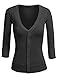 TL Women's Casual Slim fit 3/4 Sleeve Deep V Neck Button Down Kint Cardigan