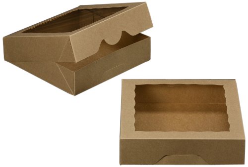 Dress My Cupcake Timesaver Window Cupcake Box with Lid and Holder for 12 Skinny Mini Cupcakes, Brown, Set of 100