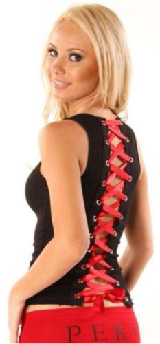Folter FULL BACK CORSET BEATER WOMENS TANK IN BLACK