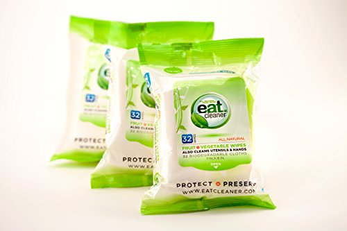 Eat Cleaner Travel Wipes Kit 32 Count, Pack of 3