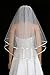 2T 2 Tier Ribbon Edge Center Gathered Rhinestone Crystal Bridal Wedding Veil