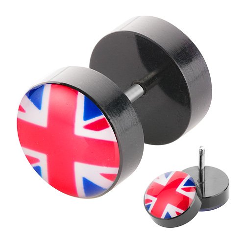 Taffstyle® Fanartikel Fake Plug Ohr Piercing Picture Motiv Fan Fussball Weltmeisterschaft 2014 WM & EM Länder Style – UK / 10mm