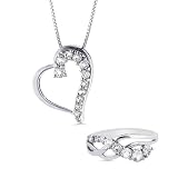 Sterling Silver & White Sapphire Journey Pendant & Ring Set