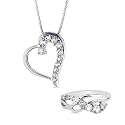 Sterling Silver & White Sapphire Journey Pendant & Ring Set