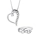 Sterling Silver & White Sapphire Journey Pendant & Ring Set