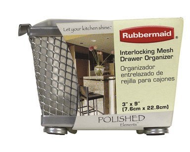 Rubbermaid FG1F7700TITNM Interlock Wire Mesh Drawer Organizer, Titanium, 3 by 9-Inch