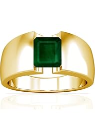 18K Yellow Gold Emerald Cut Emerald Solitaire Ring