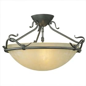 Limestone Semi Flush Mount in Painted Bronze and Wrought Iron Bulb Type: Energy Star by Thomas Lighting