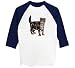 scottish fold - Scottish Fold- Image - Raglan 3/4 Sleeve T-Shirt, White/Navy, Medium