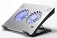Pwr+ 17" PwrPad with Two 140mm Silent Fans and Heat Sink Aluminum Top for Accelerated Cooling for Apple MacBook Pro, Air, Acer, Asus, Dell, Hp, Lenovo, Samsung, Sony, Toshiba and others Notebook Pad Bed Lap LED Silver