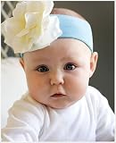 ~ Jamie Rae Teal w/ White Rose Headband Baby (0m-12m)