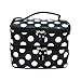 Icon Double Layer Dots Pattern Travel Toiletry Cosmetic Bag Makeup Organizer Travel Case With Mirror