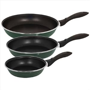 Magefesa 01SALOPROIV Provence Green Gloss Enamel on Steel 3 Piece Fry Pan Set