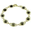 14k Gold Bonded Bracelet with Bezel Set Brown Topaz and Lobster Clasp in Goldtone