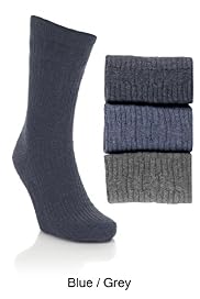 3 Pairs of Non Elastic Cotton Rich Socks with Silver Technology