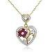 14K Gold over Sterling Silver Ruby and Diamond Heart Necklace (.25cttw. 18")