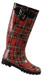 Women's Red and Black Plaid w/ Skulls Waterproof Rubber Rain Boots